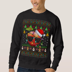 Äpple Fruit Älskare Julafton Santa Hat Apple Ugly Lång Ärmad Tröja