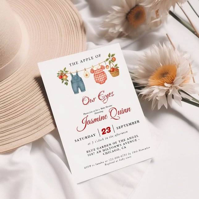 Apple Fruit Fall Baby dusch Baby sprinkle Inbjudningar (Skapare uppladdad)