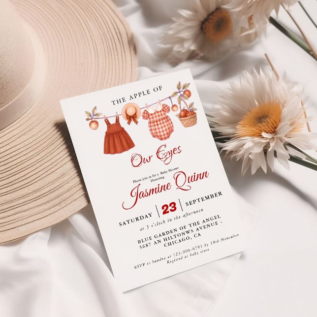 Apple Fruit Fall Baby dusch Baby sprinkle Inbjudningar (Skapare uppladdad)