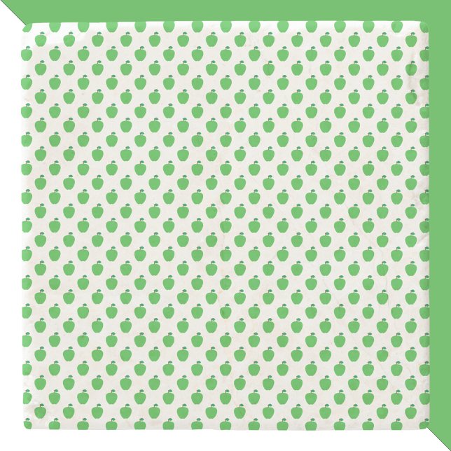 Apple Fruit Grönt Mönster Stenunderlägg (A coaster with a pattern of green apples)