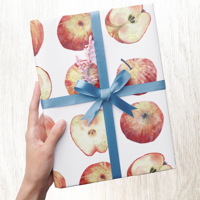 Apple Fruit Watercolor Presentpapper (Apple watercolor fruit pattern gift wrapping paper roll)