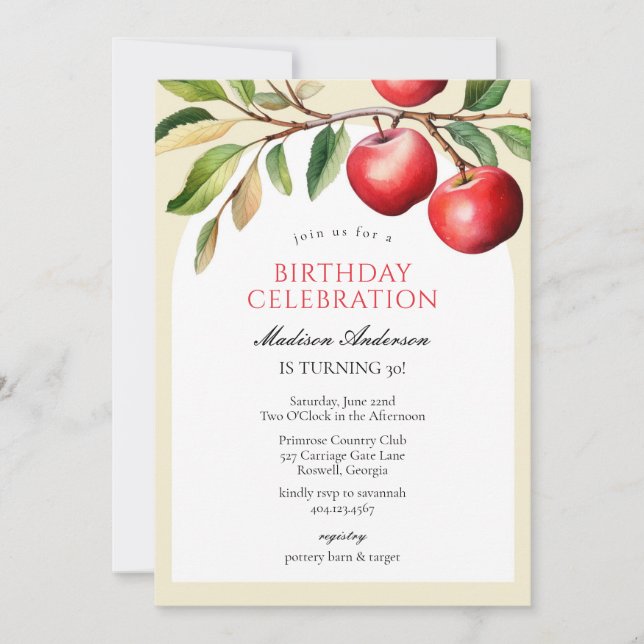 Apple Fruits Birthday Invitation Inbjudningar (Framsida)