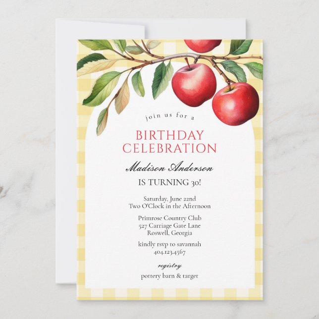 Apple Fruits Birthday Invitation Inbjudningar (Framsida)