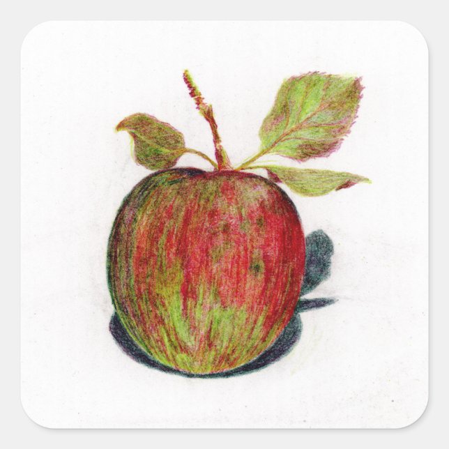 Äpple Fyrkantigt Klistermärke (Framsida)