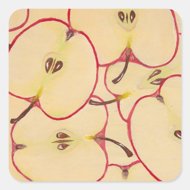 Äpple  fyrkantigt klistermärke (Framsida)