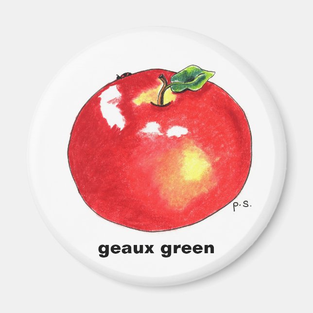 Äpple, geaux-grönt magnet (Framsidan)