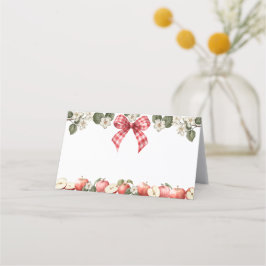 Apple & Gingham Baby Shower Mittable Tält Cards Placeringskort