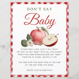 Apple & Gingham Baby Shower Säg inte Baby Game