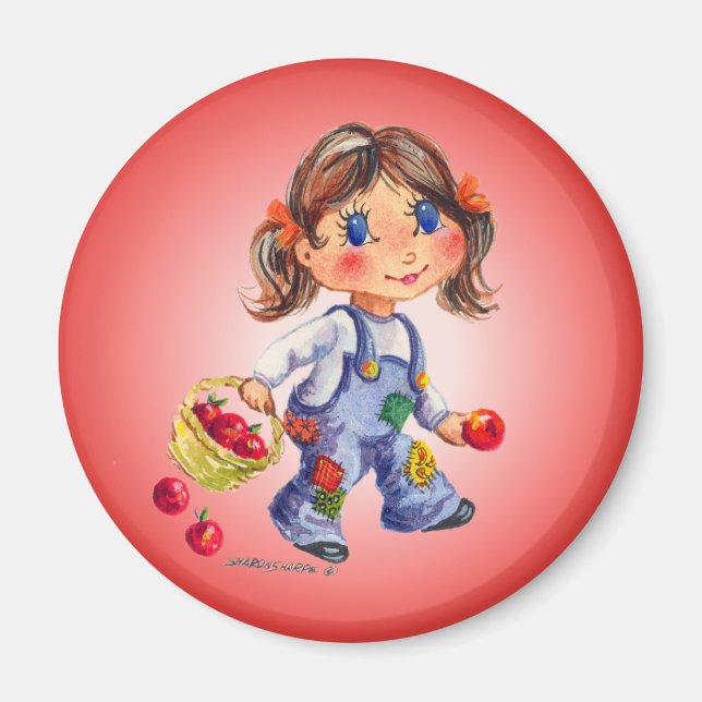 APPLE GIRL by SHARON SHARPE Magnet (Framsidan)