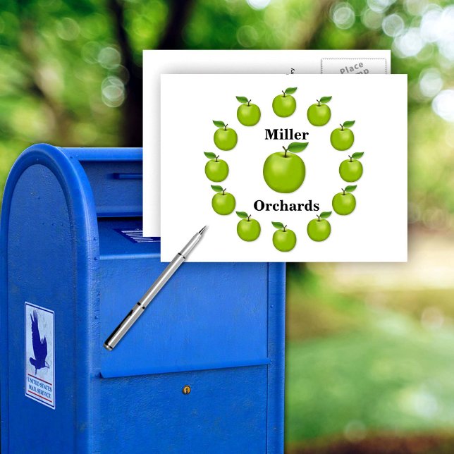 Äpple, Granny Smith Vykort (Granny Smith Postcard. Customize with your text. 
It’s Apple Time!, my original drawing.. )