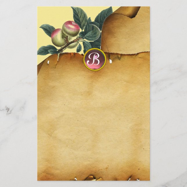 APPLE GREN,Parchment Rosa Gemstone Monogram Brevpapper (Framsida)
