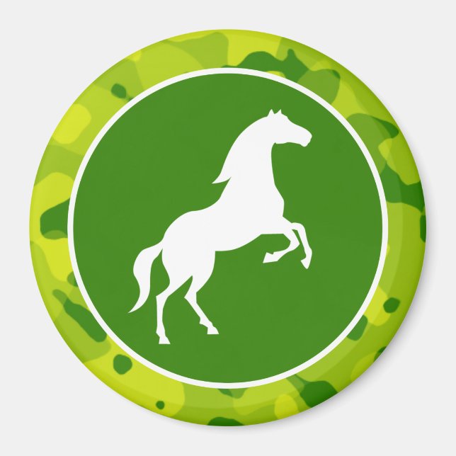 Äpple Grönt Camo; Horse, Equestrian Magnet (Framsidan)