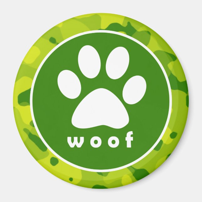 Apple Grönt Camo; Paw Print Magnet (Framsidan)