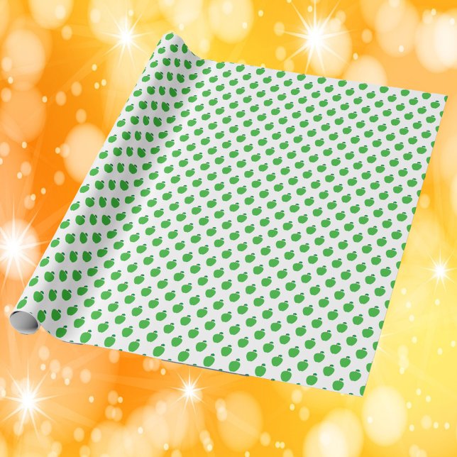 Apple Grönt Fruit Mönster Presentpapper (Wrapping paper with a fun pattern of green apples)