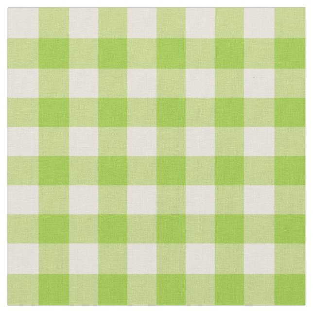 Apple Grönt och Antique White Gingham Tyg (Närbild)