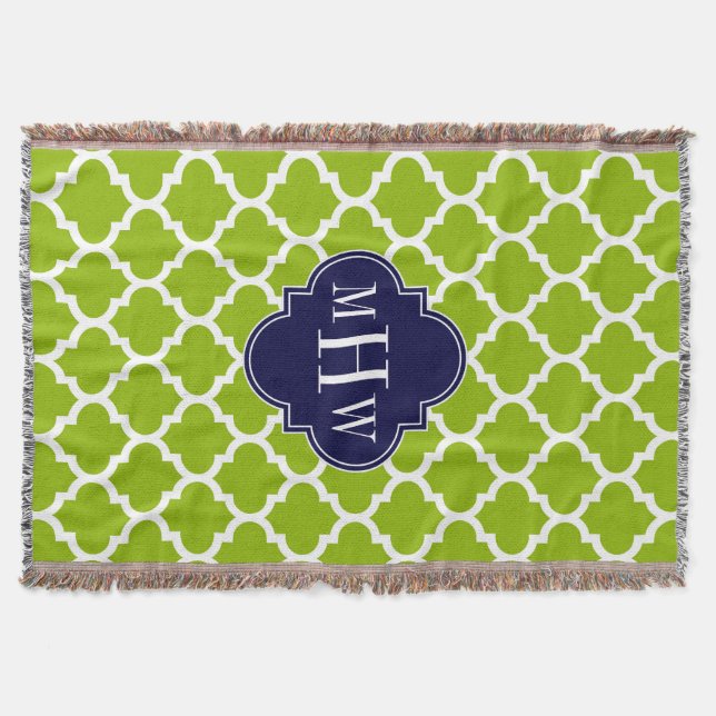 Apple Grönt Wt Moroccan #5 Navy 3 Initial Monogram Filt (Framsidan)