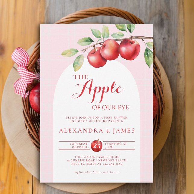 Apple Harvest Boho Arch Coed Fall Chic Girl Shower Inbjudningar (fall baby shower invitation apple of our eye girl pinkboho arch watercolor rustic elegant autumn)