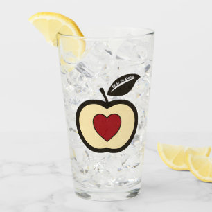 Äpple & Heart Black & Red Food to Grow Logotyp Glaskopp