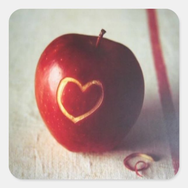 Apple Heart Fyrkantigt Klistermärke (Framsida)