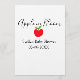 Äpple i blom baby shower rött äpple namn datum inbjudningar