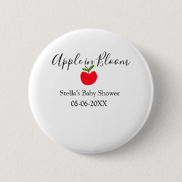 Äpple i blom baby shower rött äpple namn datum knapp