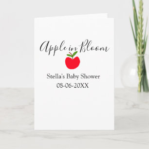 Äpple i blom baby shower rött äpple namn datum kort