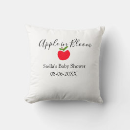Äpple i blom baby shower rött äpple namn datum kudde
