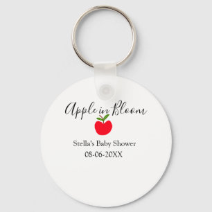 Äpple i blom baby shower rött äpple namn datum nyckelring