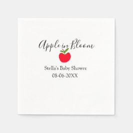 Äpple i blom baby shower rött äpple namn datum pappersservett