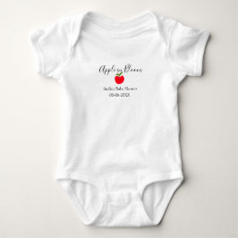 Äpple i blom baby shower rött äpple namn datum t shirt