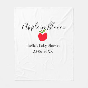 Äpple i blomning baby shower rött äpple namn datum fleecefilt