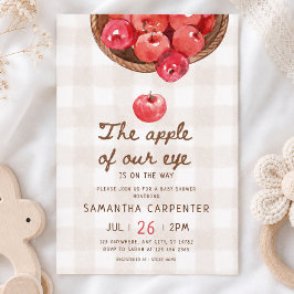 äpple i vårt öga äppelkorg gingham baby shower inbjudningar