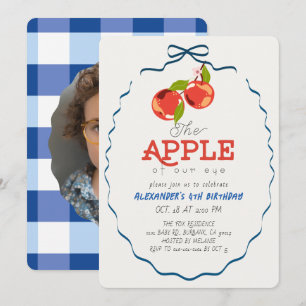 Äpple i vårt öga Blå bandpojke födelsedag Inbjudningar