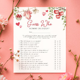 Äpple i vårt öga "Gissa vem" Baby Shower Lek Reklamblad