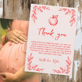 Äpple I Vårt Öga Höst Baby Shower Foto Tack Kort