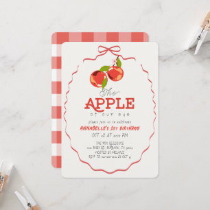 Äpple i vårt öga Röd slinga flicka 1-årsdag Inbjudningar