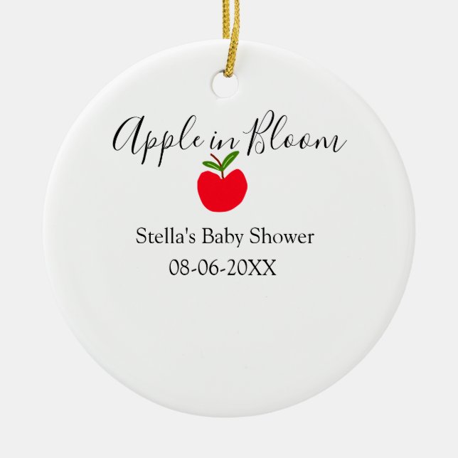 Apple in bloom baby shower red apple name date  julgransprydnad keramik (Framsidan)