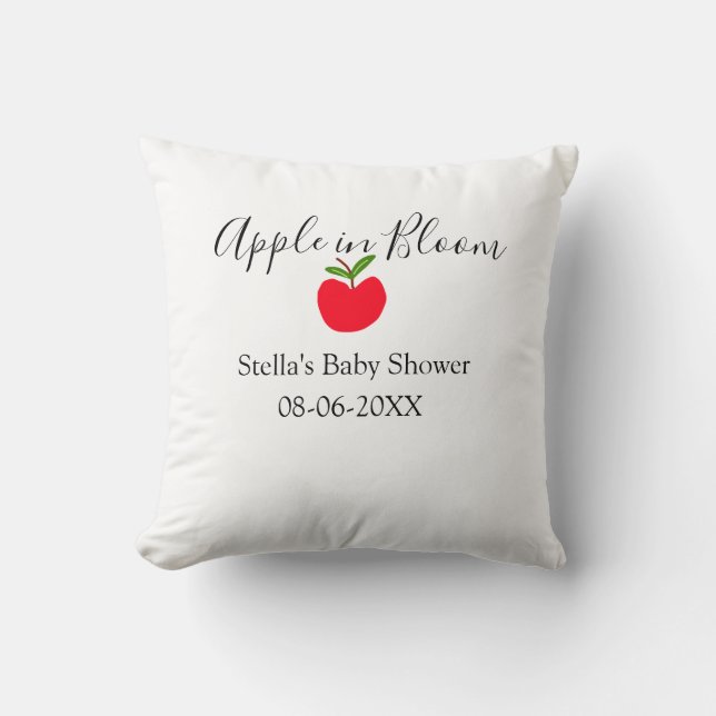 Apple in bloom baby shower red apple name date  kudde (Framsida)