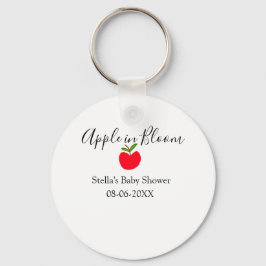 Apple in bloom baby shower red apple name date nyckelring
