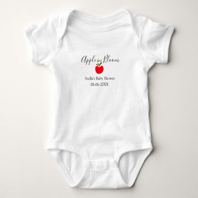 Apple in bloom baby shower red apple name date  t shirt (Framsida)