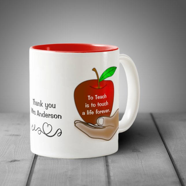 Apple in Hand Teacher Appreciation Mugg (Skapare uppladdad)