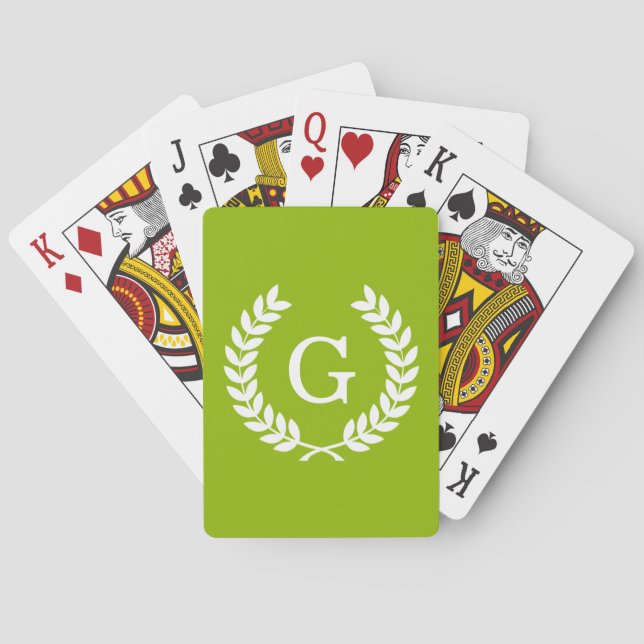 Apple - initial Monogram för grön vetelagrarkran Casinokort (Baksidan)