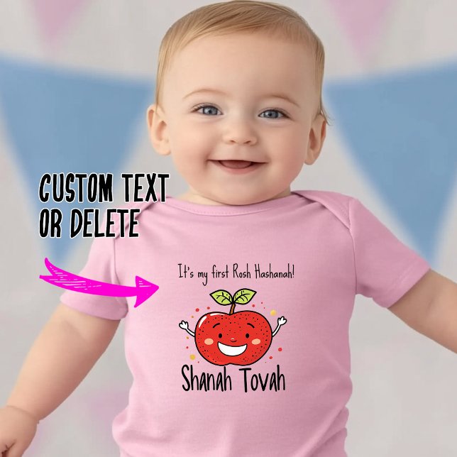 🍎 apple Joy med anpassningsbar T Shirt (🍎 Sweet Apple Joy with custom text Baby Bodysuit)