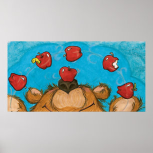 Apple Juggling Bear/Poster Artist Print Poster