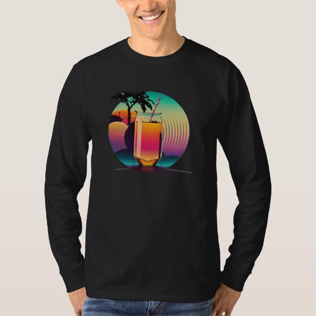 Apple Juice Synthwave 80s Retrowave Aesthetic T Shirt (Framsida)