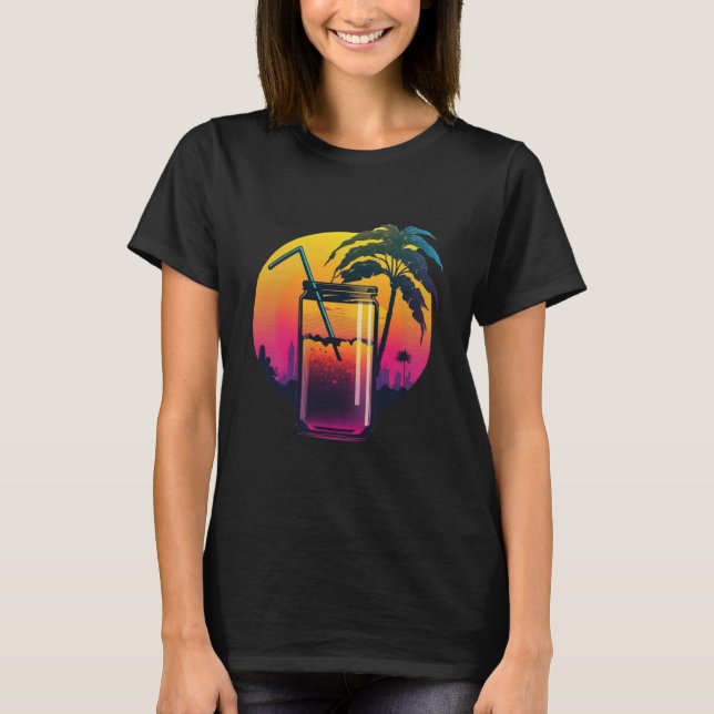 Apple Juice Synthwave 80s Retrowave Aesthetic T Shirt (Framsida)