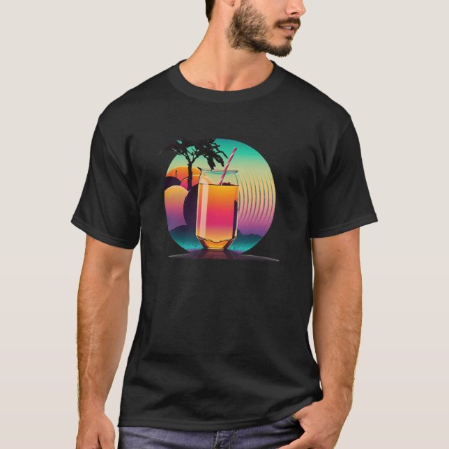 Apple Juice Synthwave 80s Retrowave Aesthetic T Shirt (Framsida)