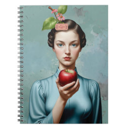 Apple Lady Portrait It's A Beautiful Life Notebook Anteckningsbok