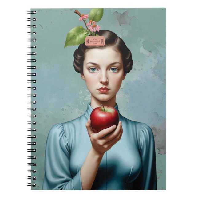 Apple Lady Portrait It's A Beautiful Life Notebook Anteckningsbok (Framsidan)
