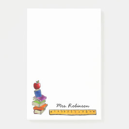 Apple med bokbunten personifierade 4 x 6 post-it block